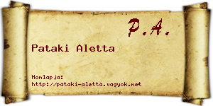 Pataki Aletta névjegykártya